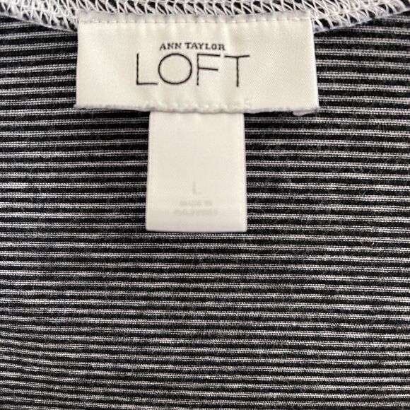 Loft Black and White Striped Babydoll Top Size L - Picture 3 of 5